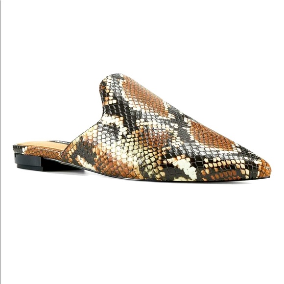 Nine West Shoes - [Nine West] Snakeskin Pointed Toe Slip-On Mules